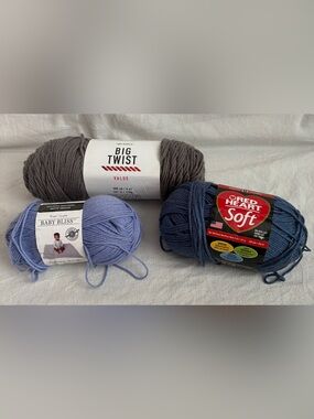 Big Twist & Red Heart Soft Yarn Bundle in Gray and Blue